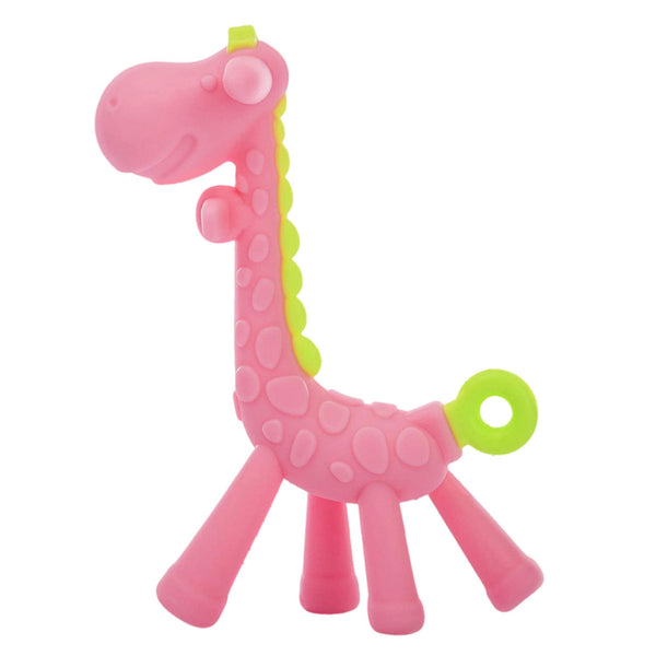 "Safe silicone teether for babies – giraffe-shaped soothing toy"