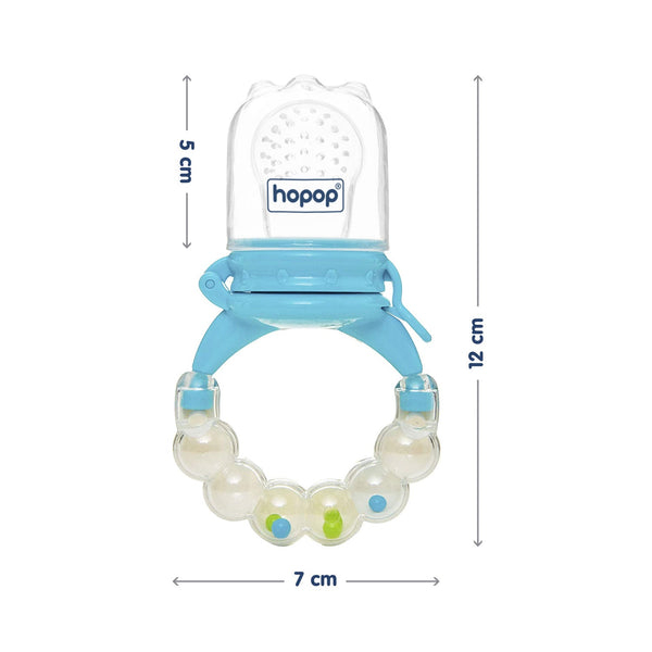 Hopop Silicone Baby Fruit Feeder with Rattle Handle – Teether & Food Nibbler - Dezine Kids