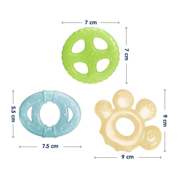 Hopop Multi-Textured, Water-Filled Cooling Teether – Pack of 3 - Dezine Kids