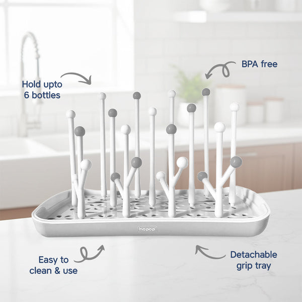 Hopop Portable Baby Bottle Drying Rack, Compact & Travel Friendly - Dezine Kids