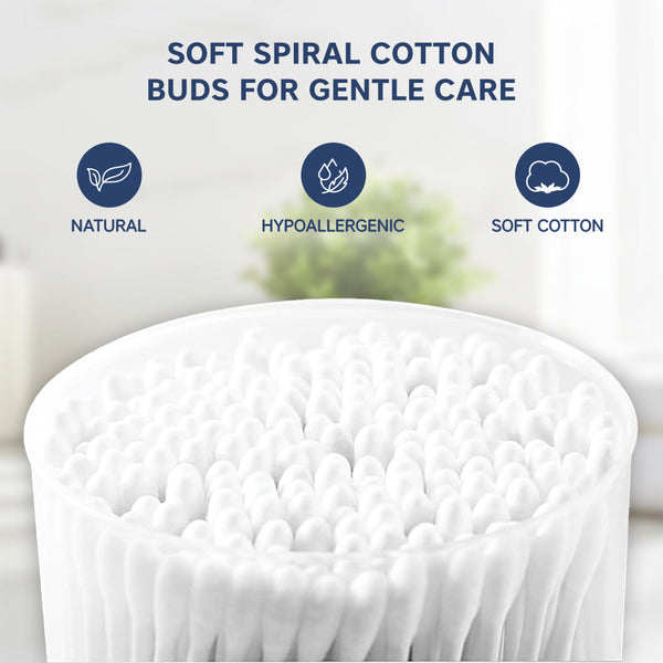 Hopop Baby Spiral Cotton Buds Gentle, Safe & Eco-Friendly, 200 Pcs - Dezine Kids