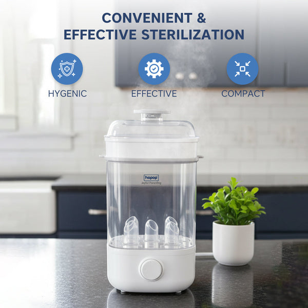 Hopop 2-in-1 Baby Bottle Steam Sterilizer, Compact & Travel-Friendly - Dezine Kids