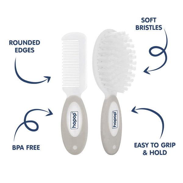 Hopop Baby Soft Bristle Hair Brush & Rounded Teeth Comb Set - Dezine Kids