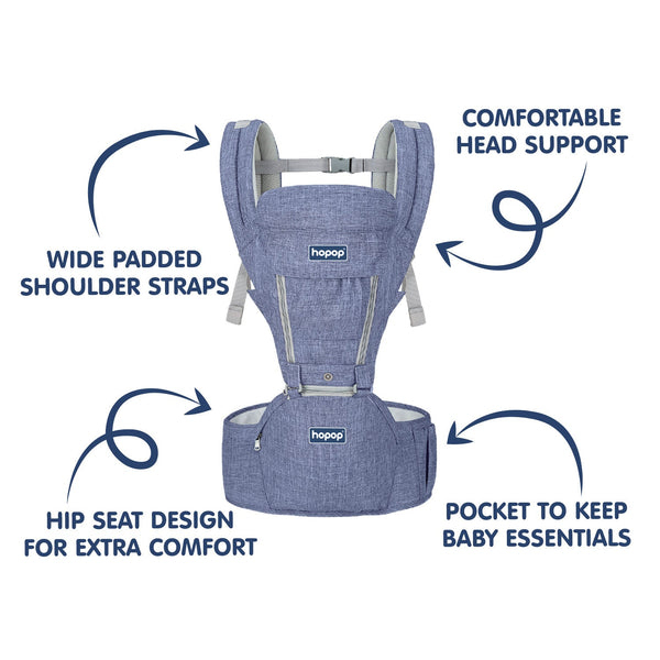 Hopop Elite 5 in 1 Hip Seat Baby Carrier - Dezine Kids