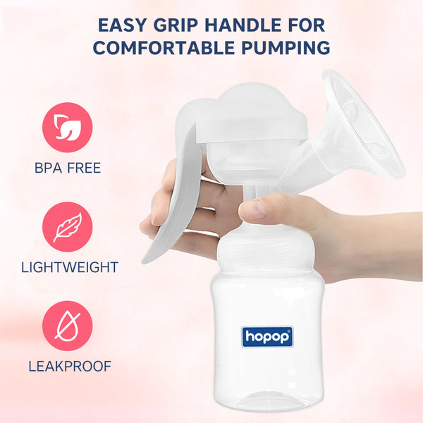 Hopop Manual Breast Pump - Gentle, Portable & Efficient - Dezine Kids