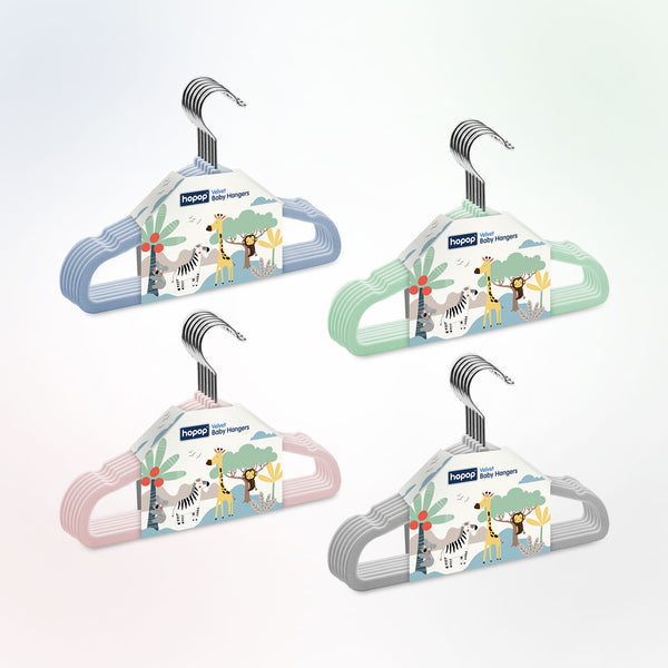Hopop Non-Slip Velvet Baby Clothes Hangers – Pack of 6 - Dezine Kids