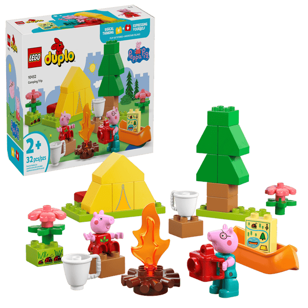 Lego Duplo Peppa Pig Camping Trip Building Playset with Canoe Toy, 2Y+ - Dezine Kids