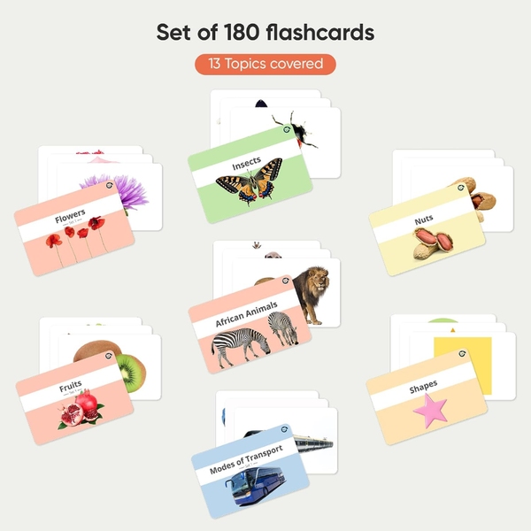 Curious Cub 13 in 1 Brain Boosting Flash Cards for Babies & Infants - Dezine Kids