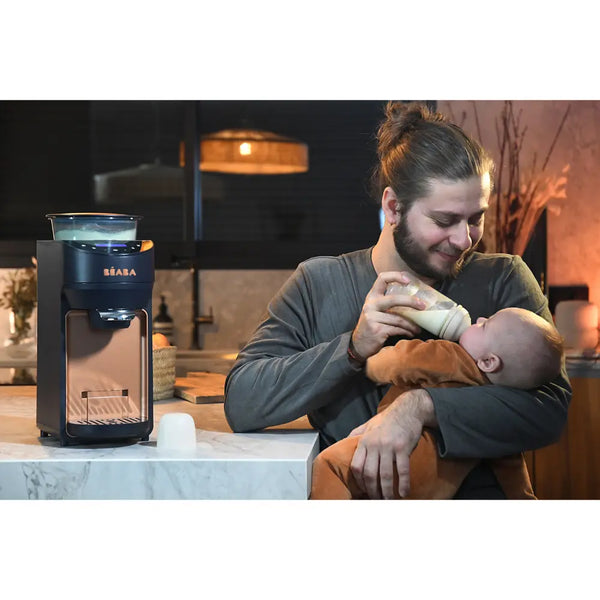 Beaba Milkeo Plus Automatic Baby Bottle Maker & Formula Dispenser with Smart Touchscreen, Multiple Temperature Settings - Night Blue