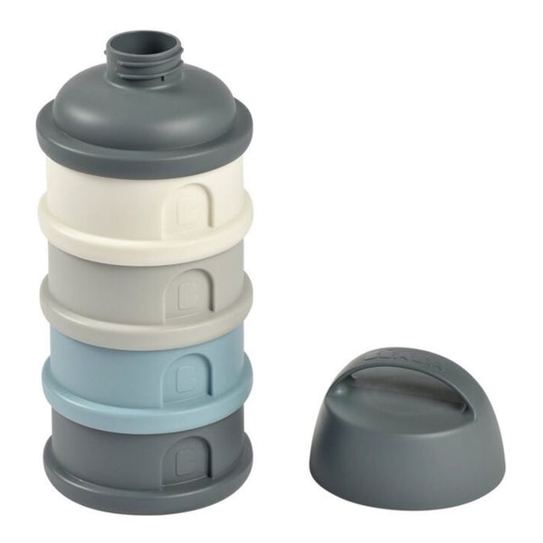 Beaba Stacked Formula Container, Airtight Multifunctional Storage Container, 4 Interchangeable Compartments, Microwave Safe - Blue/Mineral Grey - Dezine Kids