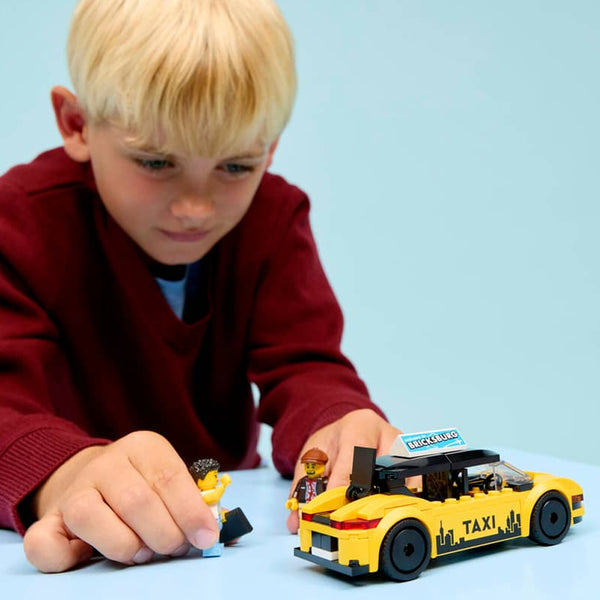 Lego City Yellow Taxi Model Car Kit with 2 Minifigures