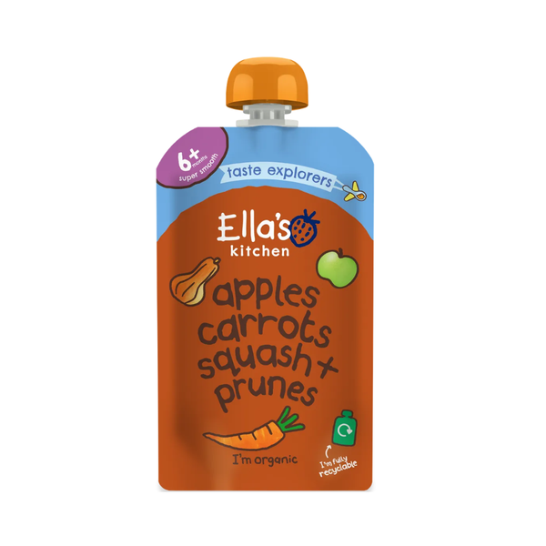 Ellas Kitchen Baby Puree Pouch, 4+ months 120g - Apple, Carrots, Squash & Prunes - Dezine Kids