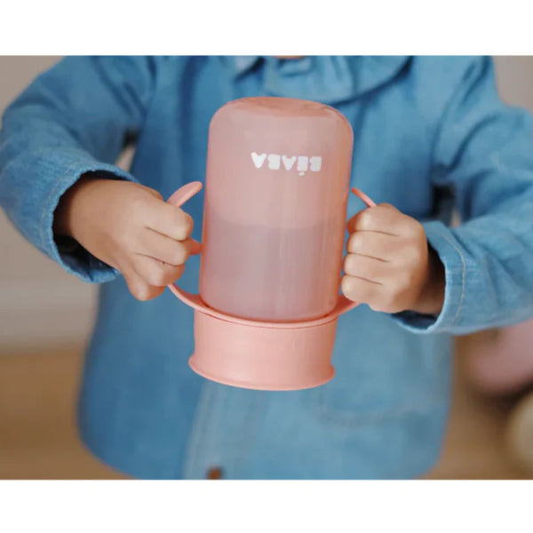 Beaba 360° Baby Learning Cup with Anti Drip Disc, Dual handle & Spillproof Sippy Cup for Toddlers, 340ml - Pink - Dezine Kids