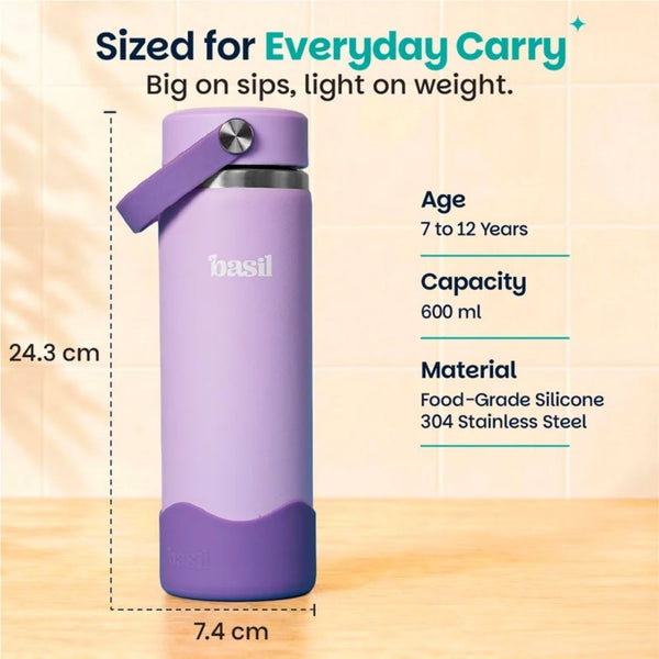 Basil Insulated Stainless steel bottle with Carry Handle - Classic Lilac