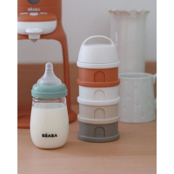 Beaba Stacked Formula Container, Airtight Multifunctional Storage Container, 4 Interchangeable Compartments, Microwave Safe - Terracotta - Dezine Kids