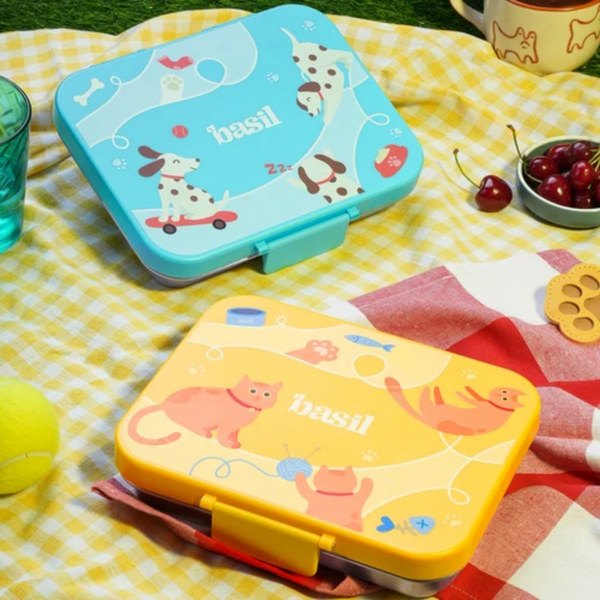 Basil 3 Compartment Stainless Steel Lunchbox with Plastic Lid - Kitty Party