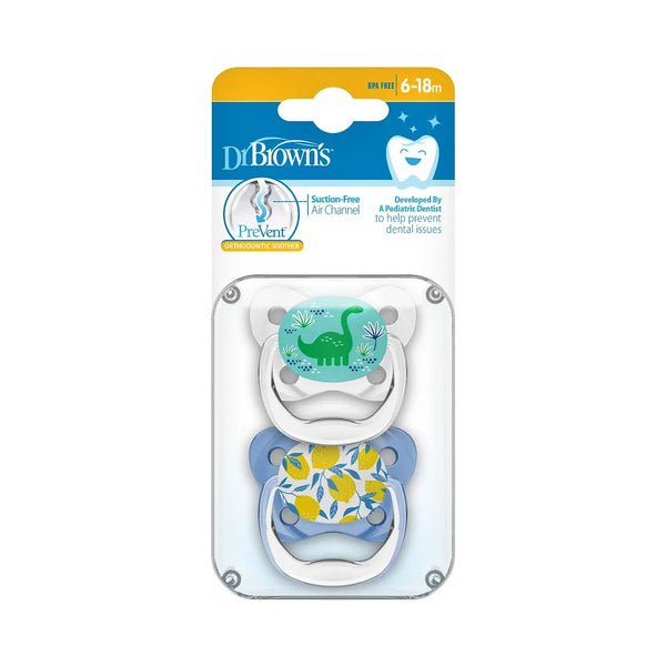 Dr.Browns Prevent Pacifiers Butterfly Shied Soother, Stage 2, Pack of 2 - Blue