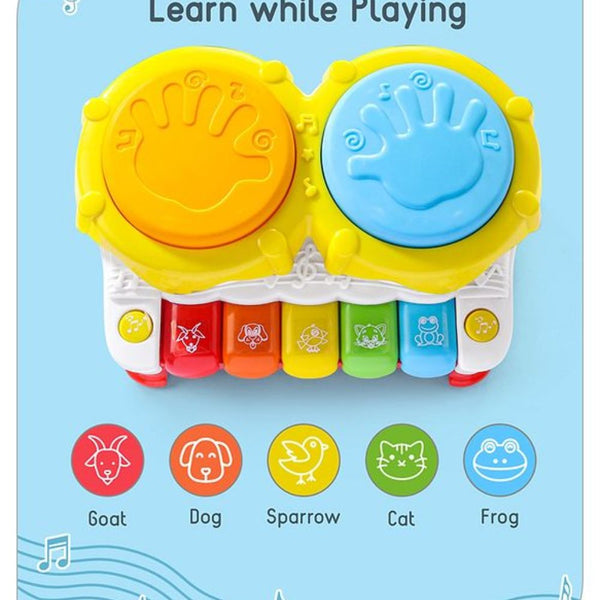 Five Star 2 In 1 Musical Drum Piano with Lights and Animal Sounds - Dezine Kids