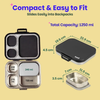 Basil 3+1 Compartment Stainless steel Lunchbox with Mini Box - Classic Black