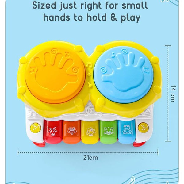 Five Star 2 In 1 Musical Drum Piano with Lights and Animal Sounds - Dezine Kids