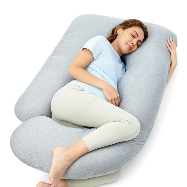 Momcozy U Shaped Pregnancy Pillow with Cooling Cover - Grey