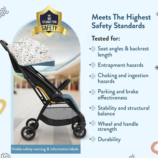 Chicco Glee Lightweight Baby Stroller with Multiple Recline Positions Pram for 0 to 4Y (Upto 22 Kg)- Joyful Teal
