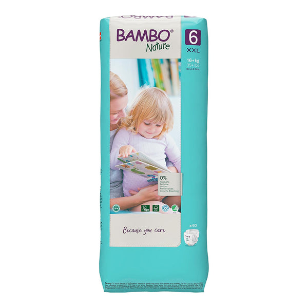Bambo Nature Tape Diapers, Size 6, XXL Size (16+ Kgs) 40pcs - Dezine Kids