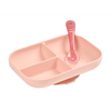 Beaba Silicone 2 Piece Baby Meal Set, Non-Slip, Unbreakable, Easy to Clean, BPA-Free Baby Feeding Set - Baby Pink