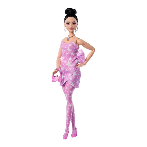 Barbie Deluxe Style Fashion Doll #11 in Pink Denim Star Print Dress