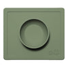 EzPz Happy Bowl 100% Food Grade Silicone Suction Bowl with Built In Placemat - Olive