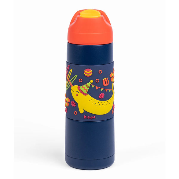 Kicups Grip Flow Stainless Steel Insulated Straw Bottle with Slider Lid 550ml - Fin Fiesta