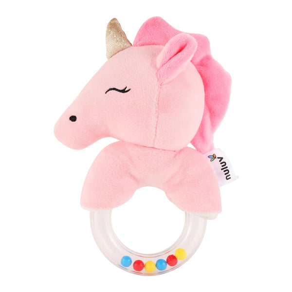 Nuluv Unicorn Ring Rattle Toy for Babies Soft Plush Sensory
