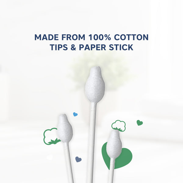 Hopop Safety Tips Cotton Buds for Delicate Care, 60 Pcs - Dezine Kids