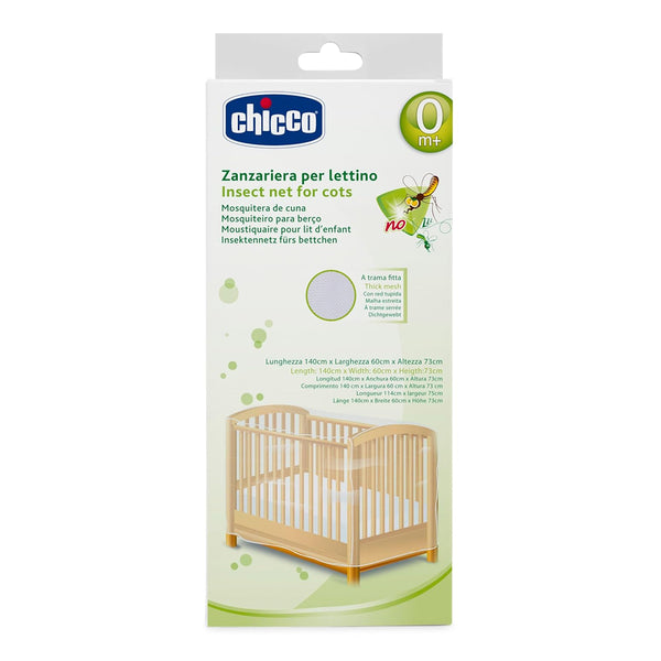Chicco Mosquito Net for Baby Cradle, Swing & Cot, Easy to Fit with Elastic Edge, Hand Washable (0m+) - White