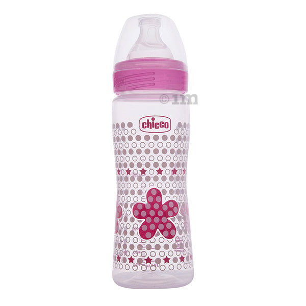 Chicco Well Being Polypropylene Feeding Bottle 330ml for 4M+ - Pink