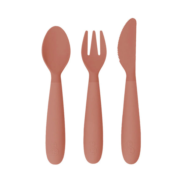 EzPz Happy Utensils for Toddlers(Spoon, Fork & Knife) - Sienna
