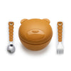 Melii Silicone Bowl With Lid, Spoon & Fork, Airtight & Leakproof Lid - Bear