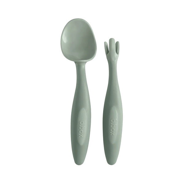 B.Box Toddler Cutlery Set Spoon and Fork - Sage Green