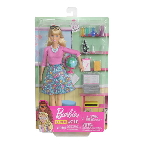 Barbie Teacher Doll, Blonde, with 10 Teaching Accessories, Including Spinning Globe and a Laptop That Opens and Closes