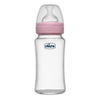 Chicco Well Being Glass Feeding Bottle for 2m+ 240ml Medium Flow - Pink