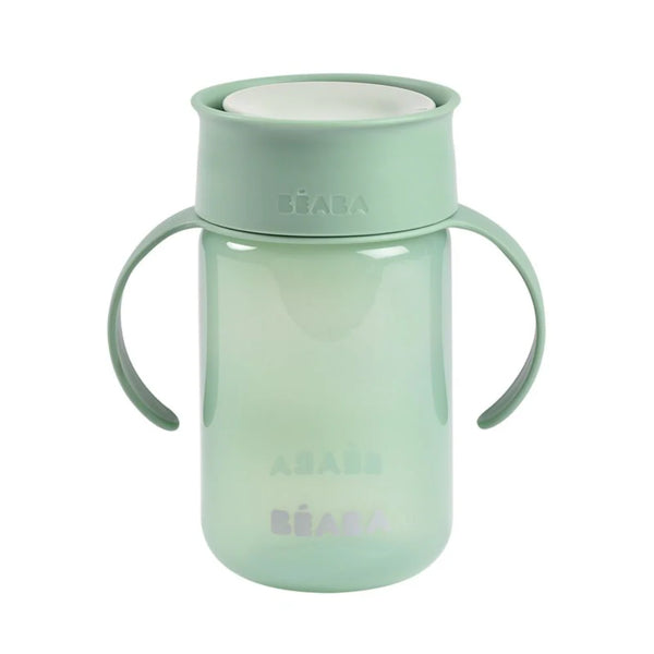 Beaba 360° Baby Learning Cup with Anti-Drip Disc, Dual handle & Spillproof Sippy Cup for Toddlers, 340 ml - Sage Green