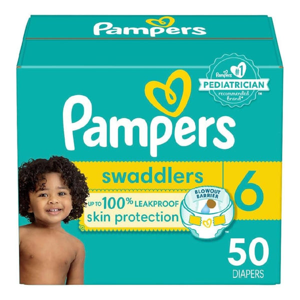 Pampers Swaddlers Disposable Baby Diapers, Size 6, (50 Count) 16+ Kg