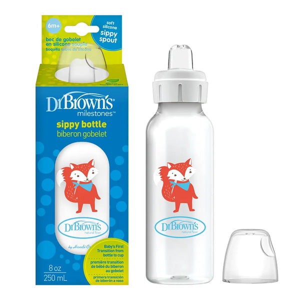 Dr.Browns Milestones Narrow Sippy Bottle (6m+) 8oz/250 ml - Fox - Dezine Kids