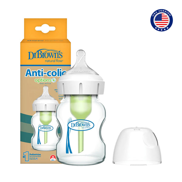 Dr.Browns Natural Flow Anti Colic Options+ Wide Neck Glass Baby Bottle - 150 ml - Dezine Kids