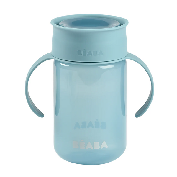 Beaba 360° Baby Learning Cup with Anti-Drip Disc, Dual handle & Spillproof Sippy Cup for Toddlers, 340 ml - Blue