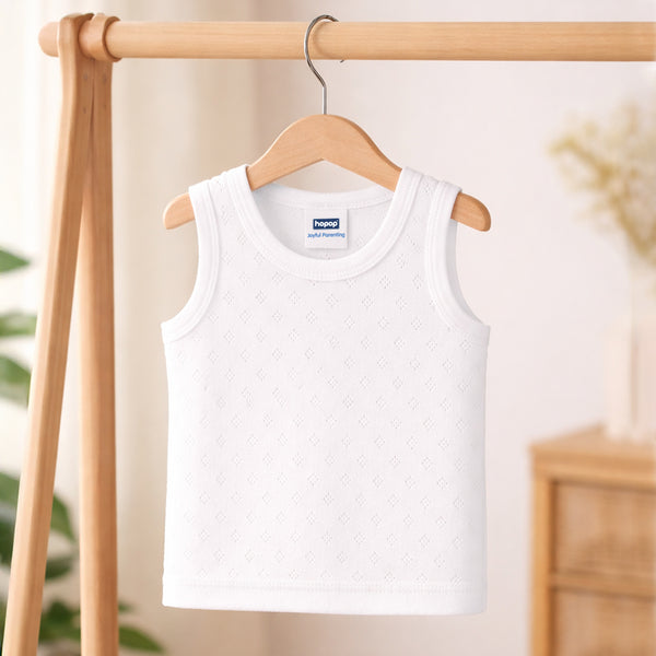 Hopop Baby 100% Soft & Stretchable Cotton Sleeveless Vest with Round Neck Design