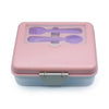 Melii 2 Tier Bento Lunch Box With 6 Compartments Includes Spoon & Fork - Pink, Purple & Grey
