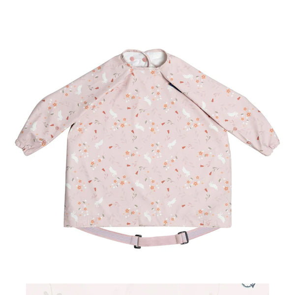Bibado Long Sleeve Coverall Weaning Bib - Botanical Bunnies Pink