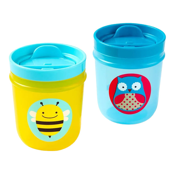 Skip Hop Zoo Tumbler Cup Removable Flip Top Lids - Owl & Bee