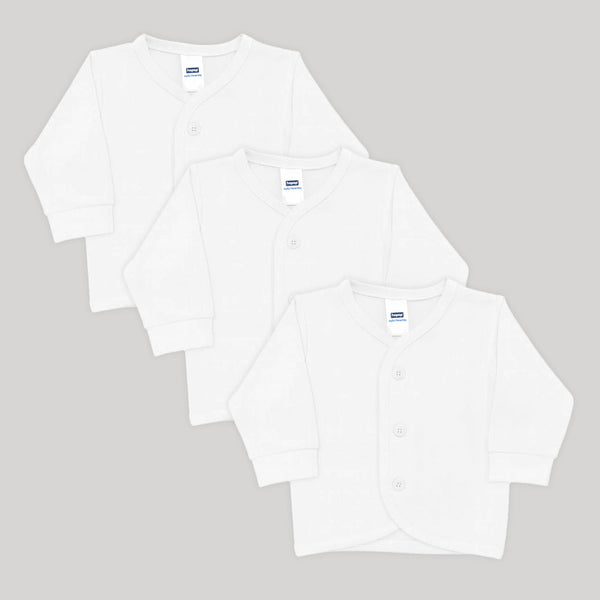 "Front open full sleeves cotton vest for babies – pack of 3 soft infant vests"